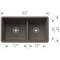 Blanco Precis SILGRANIT 33in 60/40 Reversible Double Bowl Undermount Kitchen Sink with Low Divide - Gray 443117 - alternate 2