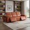 Homeroots 104" Camel Top Grain Leather Reclining Metal USB Sofa 720391 - alternate 6