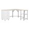 Homeroots 59" Sand Wood and Stainless Steel L Shape Computer Desk With Three Drawers 723753 - alternate 7