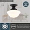 Vaxcel Eastgate 8.75-in W Matte Black Traditional Semi Flush Mount Ceiling Light White Schoolhouse Glass C0312 - alternate 7