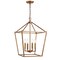 Jonathan Y Pagoda 16" 4-Light Classic Traditional Metal Cage Lantern LED Pendant, Antique Gold JYL7437B - alternate 12
