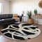 Homeroots 8' Black Ivory And Gray Round Abstract Washable Indoor Outdoor Area Rug 599108 - alternate 4
