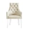Homeroots Set of Two Tufted Cream and Clear Upholstered Linen Dining Arm Chairs 543547 - alternate 5