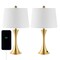 Jonathan Y Bennett 22.75" Modern Glam Iron Hourglass LED Table Lamp with USB Charging Port, Brass Gold, 2PK JYL6621A-SET2 - alternate 5