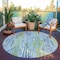 Homeroots 8' Sky Blue And Fern Green Round Striped Washable Indoor Outdoor Area Rug 617694 - alternate 4