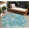 Homeroots 8' Teal Blue Ivory And Green Round Abstract Washable Indoor Outdoor Area Rug 600320 - alternate 1