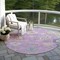 Homeroots 8' Purple Ivory And Denim Blue Round Floral Washable Indoor Outdoor Area Rug 605327 - alternate 4