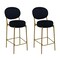 Homeroots Set of Two 29" Black and Gold Velvet and Metal Low Back Bar Height Bar Chairs, 2PK 719633 - alternate 1