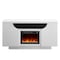 Homeroots 66" White Ribbed Wood Electric Storage Cabinet Fireplace With LED And Speaker 643643 - alternate 5