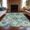 Homeroots 9' X 12' Teal Blue Beige And Ivory Southwestern Washable Indoor Outdoor Area Rug 632285 - alternate 6