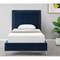 Homeroots Navy Blue Solid Wood Twin Upholstered Velvet Bed with Nailhead Trim 544793 - alternate 1