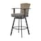 Homeroots 40" Charcoal Metal Swivel Outdoor Counter Height Bar chair with Footrest 571168 - alternate 5