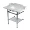 Kingston Brass 36-Inch Carrara Marble Console Sink with Brass Legs and Shelf, 8-Inch, 3-Hole LMS36MBSQB1 - alternate 1