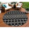 Homeroots 8' Black Ivory And Blue Round Geometric Washable Indoor Outdoor Area Rug 612174 - alternate 1