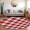 Homeroots 8' Red And Ivory Round Plaid Washable Indoor Outdoor Area Rug 595429 - alternate 5