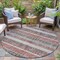 Homeroots 8' Burgundy And Silver Round Striped Washable Indoor Outdoor Area Rug 632205 - alternate 6