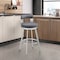 Armen Living Flynn 26in Swivel Counter Stool in Silver Metal with Gray Faux Leather LCFLBASLSLGRY26 - alternate 5