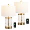 Jonathan Y Alexander 21 in. Modern Designer Metal and Water Glass LED Table Lamp w/USB-A and USB-C Chargin, 2PK JYL4058B-SET2 - alternate 1