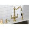 Kingston Brass Two-Handle Single-Hole Kitchen Faucet with Brass Sprayer, Brushed Brass KS1777ALBS - alternate 5