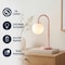 Jonathan Y Arco 18.3 in. Minimalist Mid-Century Arched Metal and Frosted Glass LED Table Lamp, Pink JYL6010D - alternate 5