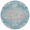 Homeroots 8' Teal Blue Round Floral Medallion Washable Indoor Outdoor Area Rug 607856 - alternate 8