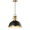 Jonathan Y Homer 13" 1-Light Modern Industrial Metal LED Dome Pendant, Black/Brass Gold JYL9536A - alternate 10