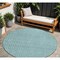 Homeroots 8' Teal Blue And Silver Round Geometric Washable Indoor Outdoor Area Rug 594511 - alternate 1