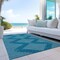 Homeroots 10' X 14' Teal Blue And Ivory Geometric Washable Indoor Outdoor Area Rug 598627 - alternate 8