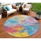 Homeroots 8' Blue Yellow Pink And Orange Round Abstract Washable Indoor Outdoor Area Rug 618534 - alternate 1