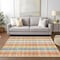 Homeroots 10' X 14' Peach Ivory And Orange Plaid Washable Indoor Outdoor Area Rug 613986 - alternate 7
