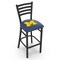 Holland Bar Stool Co 25" Blk Wrinkle Michigan Stationary Counter Stool, Ladder Back L00425MichUn - alternate 1