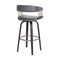 Homeroots 26" Gray And Black Faux Leather Swivel Counter Height Bar Chair 534467 - alternate 7
