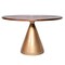 Homeroots 48" Brown And Gold Rounded Solid Wood And Iron Pedestal Base Dining Table 517853 - alternate 1