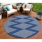 Homeroots 8' Navy Blue And Ivory Round Geometric Washable Indoor Outdoor Area Rug 598600 - alternate 1