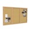 Ghent 3 Door Enclosed Natural Cork Bulletin Board, Oak Wood Frame, 3'H x 6'W PW33672K - alternate 3