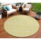 Homeroots 8' Yellow And Ivory Round Geometric Washable Indoor Outdoor Area Rug 613815 - alternate 1