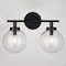 Vaxcel Lander 2 Light Matte Black Bathroom Vanity Wall Fixture with Clear Glass Globes W0431 - alternate 6