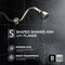 Supplygiant S Shaped Shower Arm with Flange 8 in Stainless Steel Wall 1/2 in Threaded Connector, Nickel Finish 74-TB0TG-O - alternate 2
