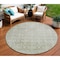 Homeroots 8' Aqua Round Damask Washable Indoor Outdoor Area Rug 607676 - alternate 1