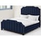 Homeroots Navy Blue Solid Wood Queen Tufted Upholstered Velvet Bed with Nailhead Trim 544922 - alternate 1