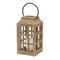 Homeroots 13" Natural Distressed Wood And Glass Centerpiece Lantern Candle Holder 517623 - alternate 1