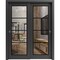 Sartodoors Sliding Closet Bypass Doors with Clear Glass, Lucia 2466 Matte Black and Aluminum Strips, Sturdy R LUCIA2466DBD-BLK-72 x 96 (2* 36x96) - alternate 1