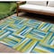 Homeroots 8' X 10' Teal Blue Green And Ivory Geometric Washable Indoor Outdoor Area Rug 598307 - alternate 1