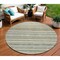 Homeroots 8' Sage Mint Green And Beige Round Striped Washable Indoor Outdoor Area Rug 577801 - alternate 1