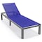 Leisuremod Marlin Grey Aluminum Patio Chaise Lounge Chair Set of 2 with Square Fire Pit Table, Navy Blue MLGRCF21-77NBU2 - alternate 7