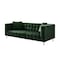 Homeroots 88" Hunter Green Velvet Sofa And Toss Pillows With Clear Legs 543978 - alternate 5