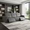 Homeroots 110" Dark Gray Top Grain Leather Reclining Metal USB Sofa 720302 - alternate 6
