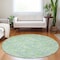 Homeroots 8' Mint Green Blue And Beige Round Abstract Washable Indoor Outdoor Area Rug 602571 - alternate 4