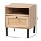 Baxton Studio Caterina MidCentury Transitional Natural Brown Finished Wood and Natural Rattan 1Door Nightstand 220-12861-ZORO - alternate 7