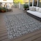 Homeroots 8' X 10' Gray Charcoal And Silver Floral Washable Indoor Outdoor Area Rug 581897 - alternate 5